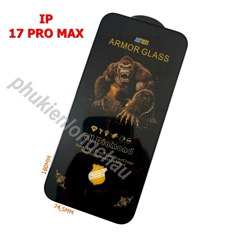 Miếng Dán Kính Cường Lực iPhone 17 Pro Max KINGKONG ARMOR GLASS Chính Hãng JUSTNEED