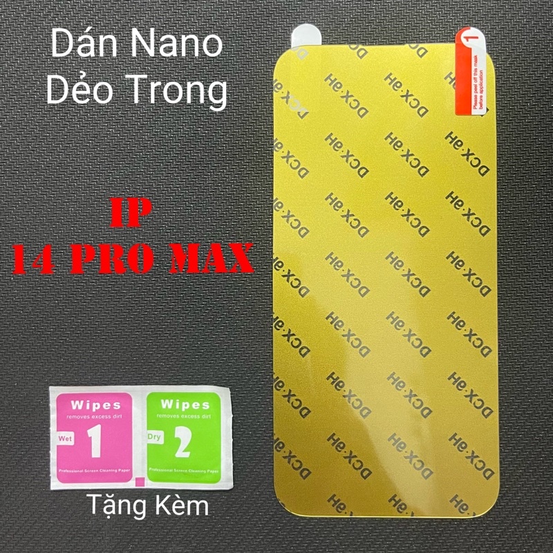 Miếng Dán Màn Hình iPhone 14 Pro Max Siêu Mỏng Dẻo Nano DCX-9H Miếng Dán Màn Hình iPhone 14 Pro Max Siêu Mỏng Dẻo Nano DCX-9H