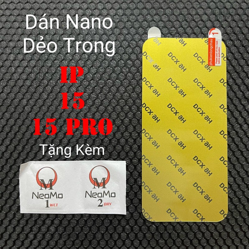Miếng Dán Màn Hình iPhone 15 / 15 Pro Siêu Mỏng Dẻo Nano DCX-9H Miếng Dán Màn Hình iPhone 15 / 15 Pro Siêu Mỏng Dẻo Nano DCX-9H