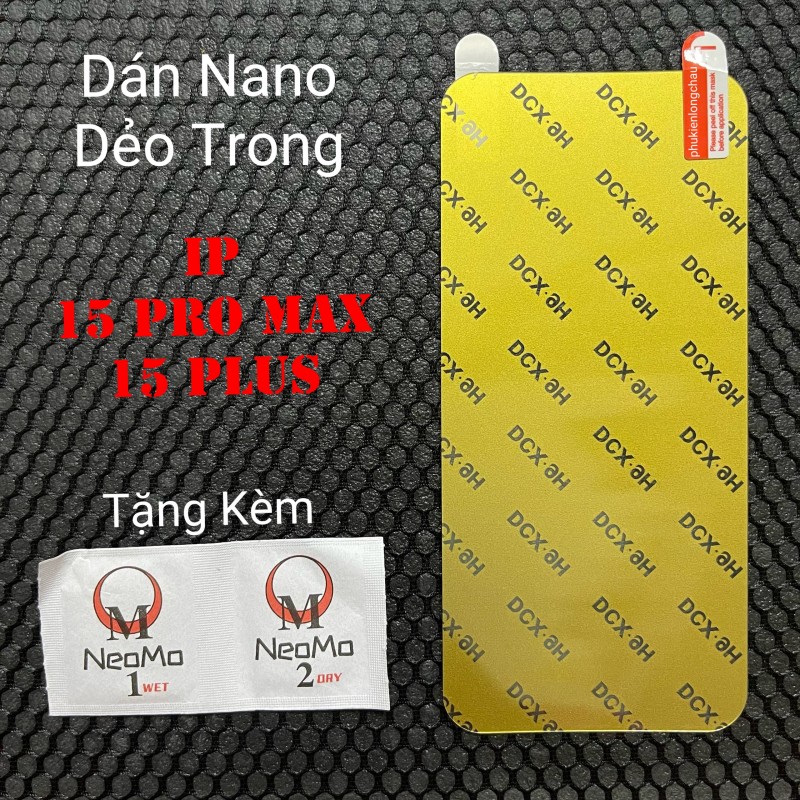 Miếng Dán Màn Hình iPhone 15 Pro Max / 15 Plus Siêu Mỏng Dẻo Nano DCX-9H Miếng Dán Màn Hình iPhone 15 Pro Max / 15 Plus Siêu Mỏng Dẻo Nano DCX-9H
