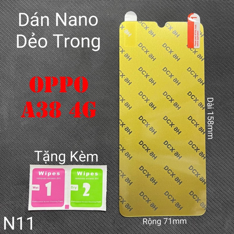Miếng Dán Màn Hình Oppo A38 4G / A18 4G Siêu Mỏng Dẻo Nano DCX-9H (N11) Miếng Dán Màn Hình Oppo A38 4G / A18 4G Siêu Mỏng Dẻo Nano DCX-9H (N11)