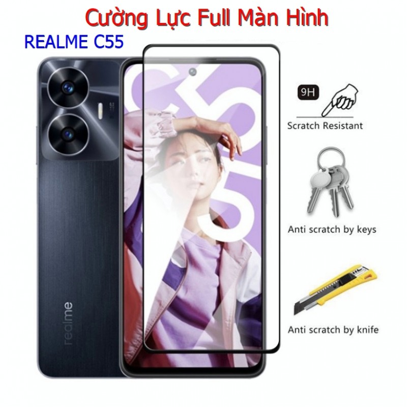 Miếng Dán Cường Lực Realme C55 Full Màn Hình Full Keo Màu Đen (F16*) Miếng Dán Cường Lực Realme C55 Full Màn Hình Full Keo Màu Đen (F16*)