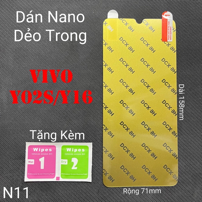 Miếng Dán Màn Hình Vivo Y02s 4G / Y16 4G Siêu Mỏng Dẻo Nano DCX-9H (N11) Miếng Dán Màn Hình Vivo Y02s 4G / Y16 4G Siêu Mỏng Dẻo Nano DCX-9H (N11)