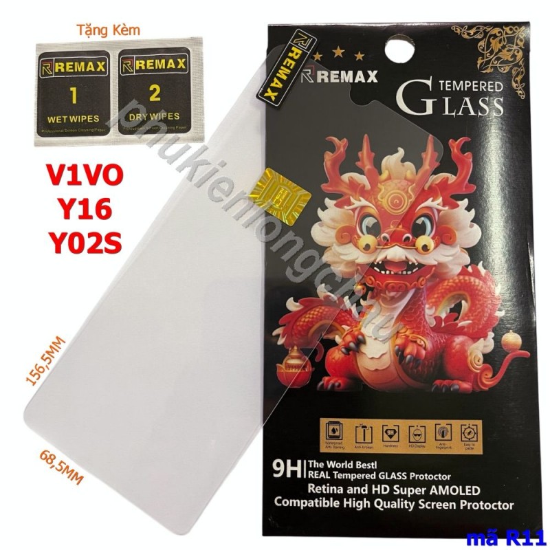 Miếng Dán Cường Lực Vivo Y02s 4G / Y16 4G Trong Suốt Mỏng Chính Hãng Remax (R11)