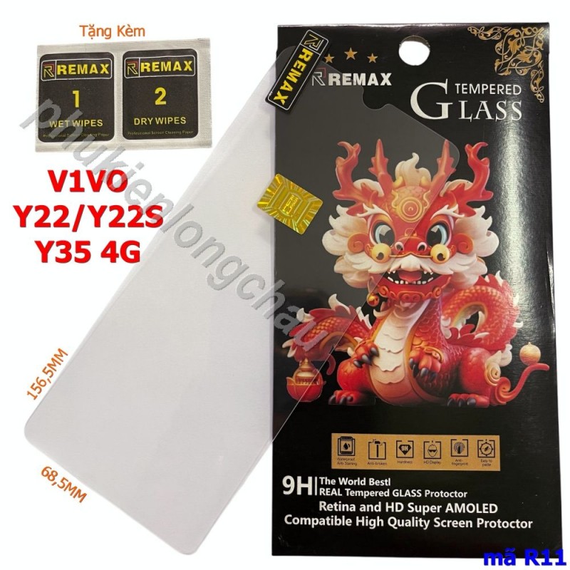 Miếng Dán Cường Lực Vivo Y22 / Y22s / Y35 Trong Suốt Mỏng Chính Hãng Remax (R11)