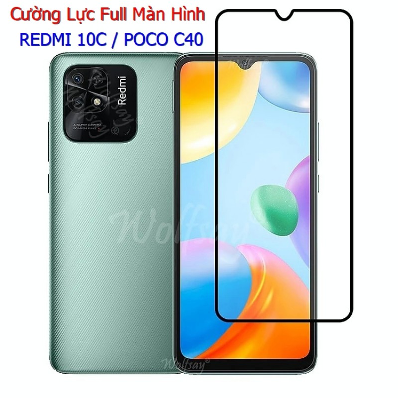 Miếng Dán Cường Lực Xiaomi Redmi 10C / Poco C40 Full Màn Hình Full Keo Màu Đen (F50) Miếng Dán Cường Lực Xiaomi Redmi 10C / Poco C40 Full Màn Hình Full Keo Màu Đen (F50)