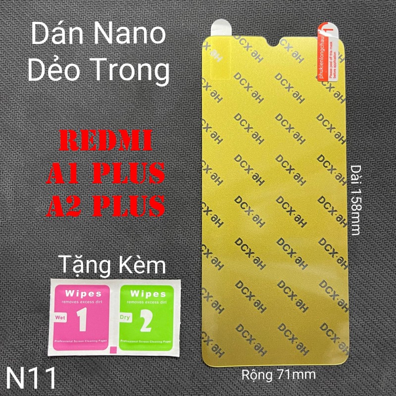 Miếng Dán Màn Hình Xiaomi Redmi A1 Plus 4G / A2 Plus 4G Siêu Mỏng Dẻo Nano DCX-9H (N11) Miếng Dán Màn Hình Xiaomi Redmi A1 Plus 4G / A2 Plus 4G Siêu Mỏng Dẻo Nano DCX-9H (N11)
