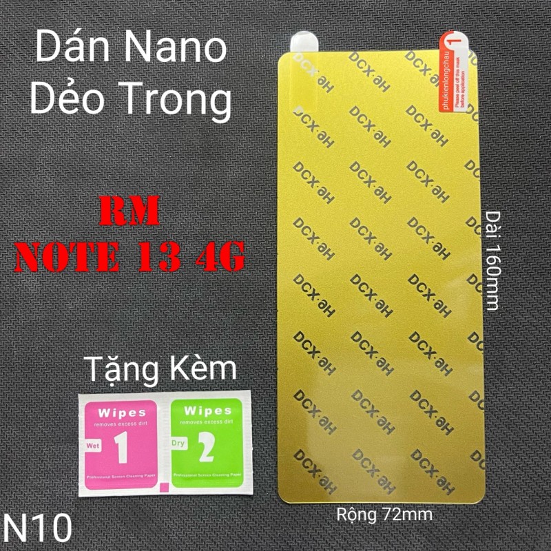 Miếng Dán Màn Hình Xiaomi Redmi Note 13 4G Siêu Mỏng Dẻo Nano DCX-9H (N10) Miếng Dán Màn Hình Xiaomi Redmi Note 13 4G Siêu Mỏng Dẻo Nano DCX-9H (N10)