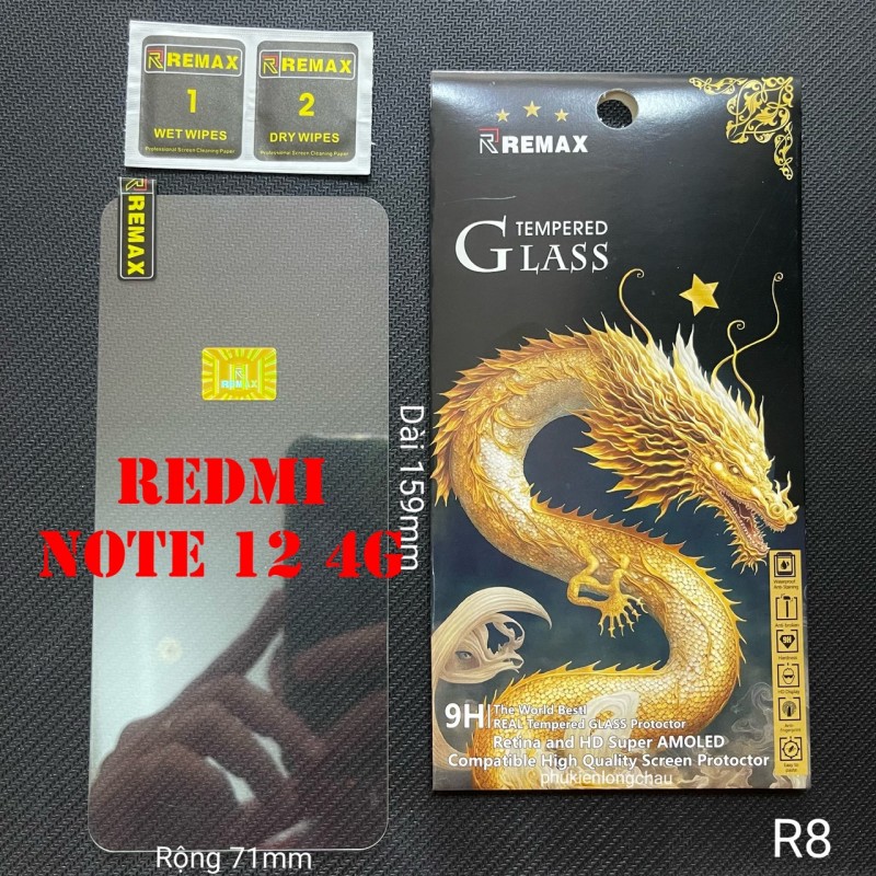 Miếng Dán Cường Lực Xiaomi Redmi Note 12 4G Trong Suốt Mỏng Chính Hãng Remax (R8) Miếng Dán Cường Lực Xiaomi Redmi Note 12 4G Trong Suốt Mỏng Chính Hãng Remax (R8)