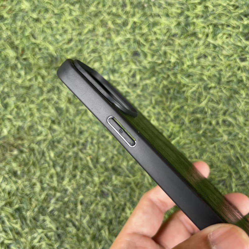Ốp Lưng iPhone 13 Pro Da Đen Trơn Bóng Cao Cấp KST Design 