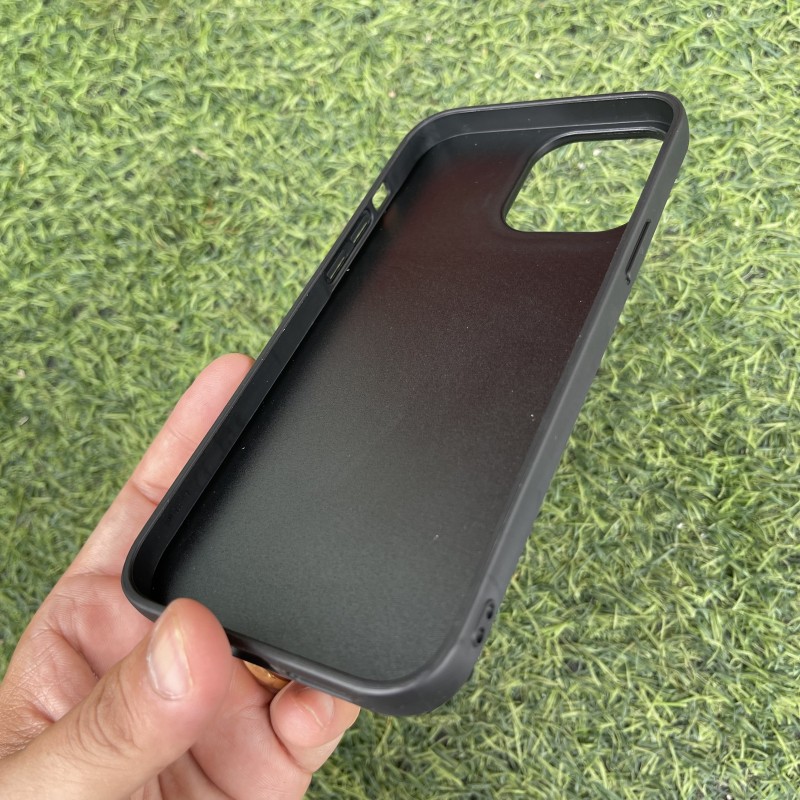 Ốp Lưng iPhone 13 Pro Max Da Đen Trơn Bóng Cao Cấp KST Design 