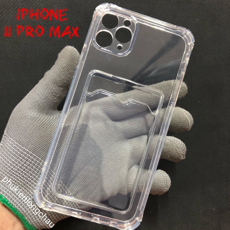 Ốp Lưng iPhone 11 Pro Max Trong Chống Sốc Gù Bảo Vệ Camera Kèm Ngăn Đựng Thẻ Ốp Lưng iPhone 11 Pro Max Trong Chống Sốc Gù Bảo Vệ Camera Kèm Ngăn Đựng Thẻ