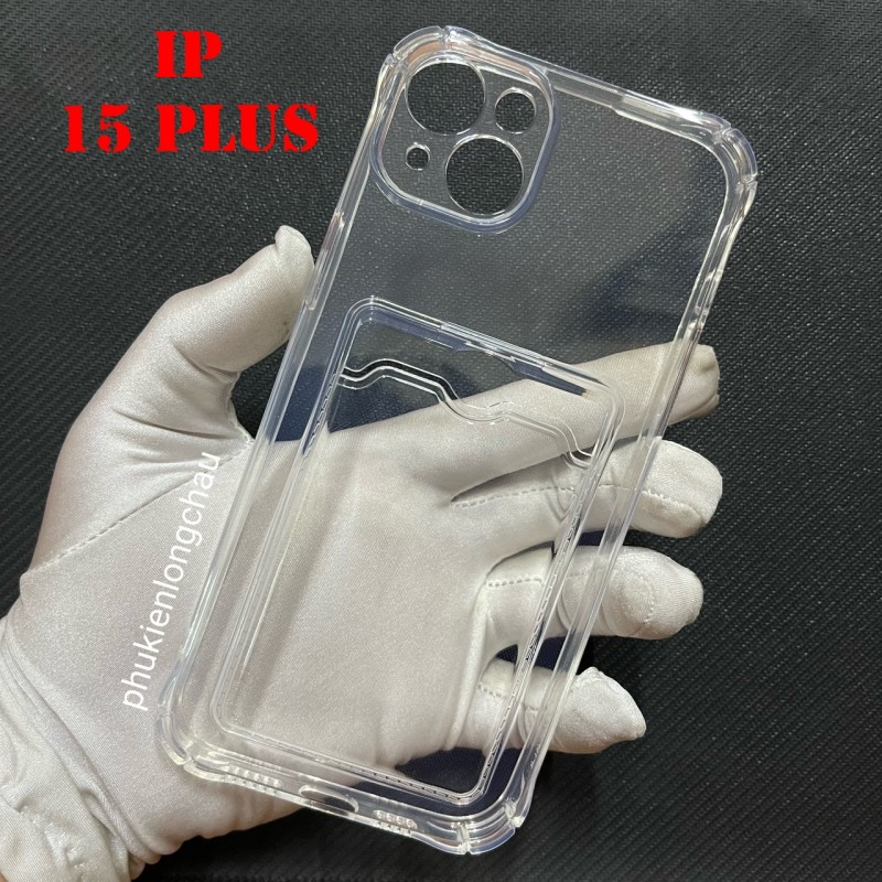 Ốp Lưng iPhone 15 Plus Trong Chống Sốc Gù Bảo Vệ Camera Kèm Ngăn Đựng Thẻ Ốp Lưng iPhone 15 Plus Trong Chống Sốc Gù Bảo Vệ Camera Kèm Ngăn Đựng Thẻ