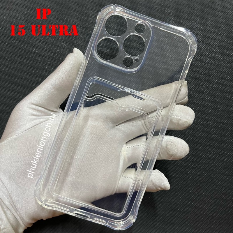 Ốp Lưng iPhone 15 Pro Max Trong Chống Sốc Gù Bảo Vệ Camera Kèm Ngăn Đựng Thẻ Ốp Lưng iPhone 15 Pro Max Trong Chống Sốc Gù Bảo Vệ Camera Kèm Ngăn Đựng Thẻ