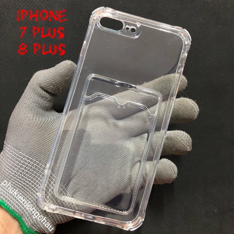 Ốp Lưng iPhone 7 Plus/8 Plus Trong Chống Sốc Gù Bảo Vệ Camera Kèm Ngăn Đựng Thẻ Ốp Lưng iPhone 7 Plus/8 Plus Trong Chống Sốc Gù Bảo Vệ Camera Kèm Ngăn Đựng Thẻ