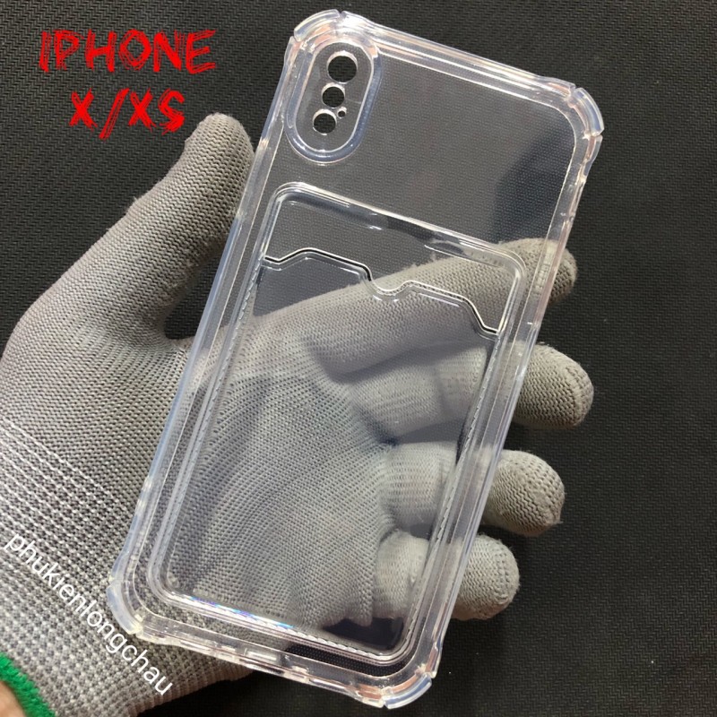 Ốp Lưng iPhone X/Xs Trong Chống Sốc Gù Bảo Vệ Camera Kèm Ngăn Đựng Thẻ Ốp Lưng iPhone X/Xs Trong Chống Sốc Gù Bảo Vệ Camera Kèm Ngăn Đựng Thẻ