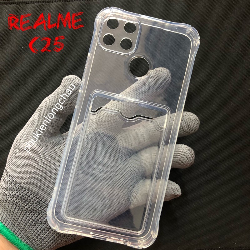 Ốp Lưng Realme C12 / C15 / C25 / C25s / Narzo 20 / Narzo 30A Trong Chống Sốc Gù Bảo Vệ Camera Kèm Ngăn Đựng Thẻ