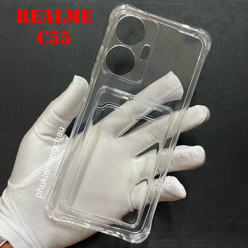 Ốp Lưng Realme C55 Trong Chống Sốc Gù Bảo Vệ Camera Kèm Ngăn Đựng Thẻ