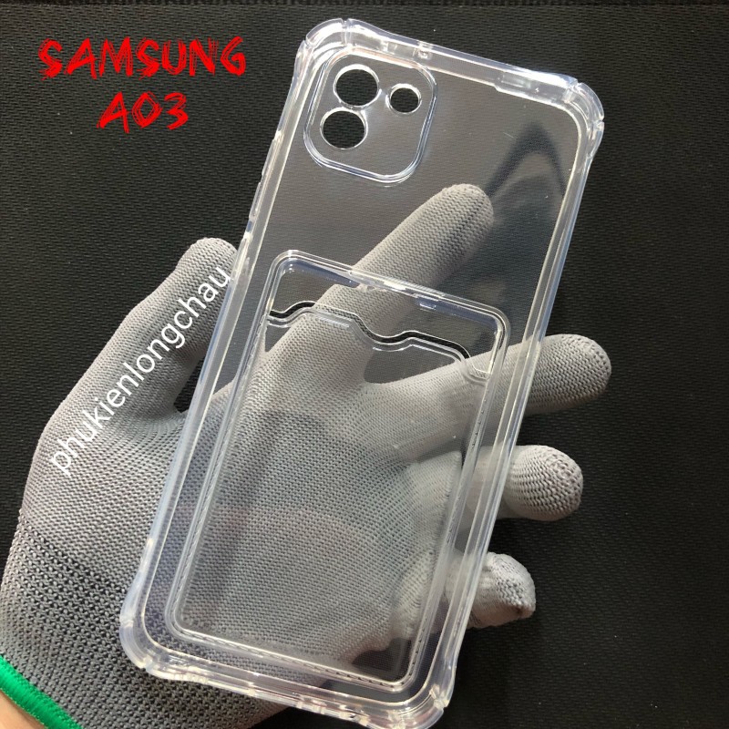 Ốp Lưng Samsung A03 Trong Chống Sốc Gù Bảo Vệ Camera Kèm Ngăn Đựng Thẻ Ốp Lưng Samsung A03 Trong Chống Sốc Gù Bảo Vệ Camera Kèm Ngăn Đựng Thẻ