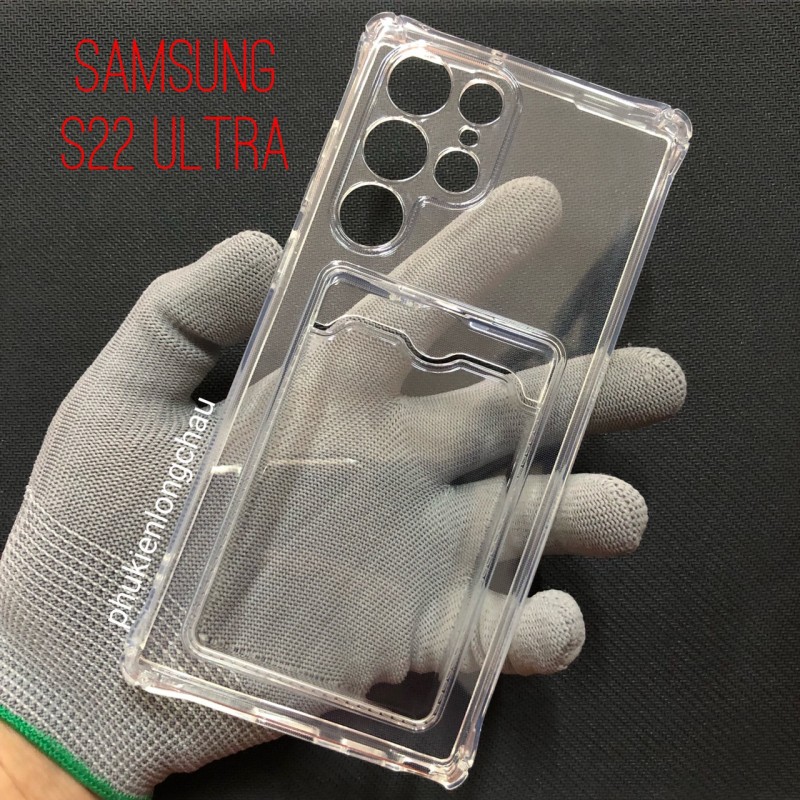 Ốp Lưng Samsung S22 Ultra Trong Chống Sốc Gù Bảo Vệ Camera Kèm Ngăn Đựng Thẻ Ốp Lưng Samsung S22 Ultra Trong Chống Sốc Gù Bảo Vệ Camera Kèm Ngăn Đựng Thẻ