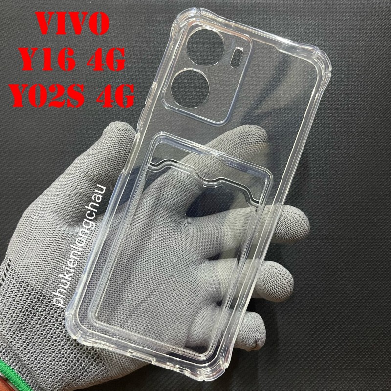 Ốp Lưng Vivo Y02s 4G / Y16 4G Trong Chống Sốc Gù Bảo Vệ Camera Kèm Ngăn Đựng Thẻ Ốp Lưng Vivo Y02s 4G / Y16 4G Trong Chống Sốc Gù Bảo Vệ Camera Kèm Ngăn Đựng Thẻ