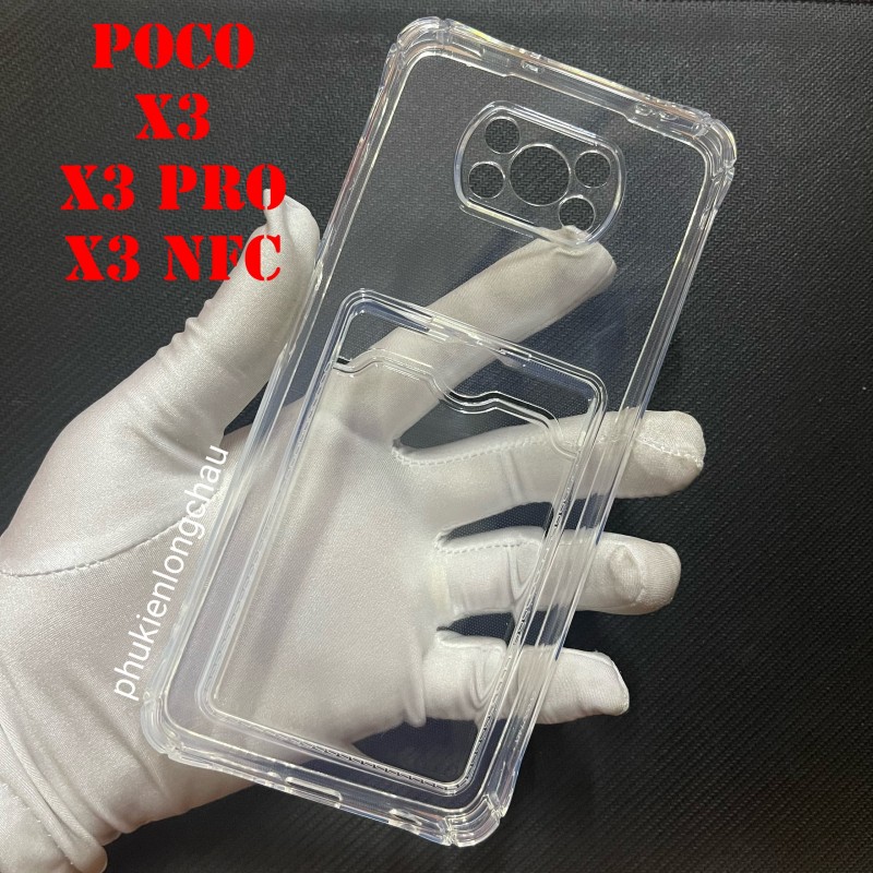 Ốp Lưng Xiaomi Poco X3 / X3 Pro / X3 NFC Trong Chống Sốc Gù Bảo Vệ Camera Kèm Ngăn Đựng Thẻ Ốp Lưng Xiaomi Poco X3 / X3 Pro / X3 NFC Trong Chống Sốc Gù Bảo Vệ Camera Kèm Ngăn Đựng Thẻ