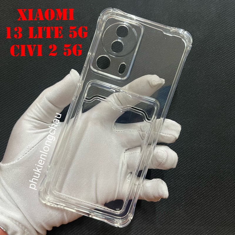 Ốp Lưng Xiaomi 13 Lite 5G / Civi 2 5G Trong Chống Sốc Gù Bảo Vệ Camera Kèm Ngăn Đựng Thẻ Ốp Lưng Xiaomi 13 Lite 5G / Civi 2 5G Trong Chống Sốc Gù Bảo Vệ Camera Kèm Ngăn Đựng Thẻ