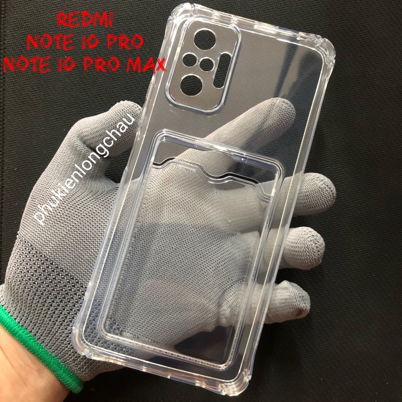 Ốp Lưng Xiaomi Redmi Note 10 Pro / Note 10 Pro Max Trong Chống Sốc Gù Bảo Vệ Camera Kèm Ngăn Đựng Thẻ Ốp Lưng Xiaomi Redmi Note 10 Pro / Note 10 Pro Max Trong Chống Sốc Gù Bảo Vệ Camera Kèm Ngăn Đựng Thẻ