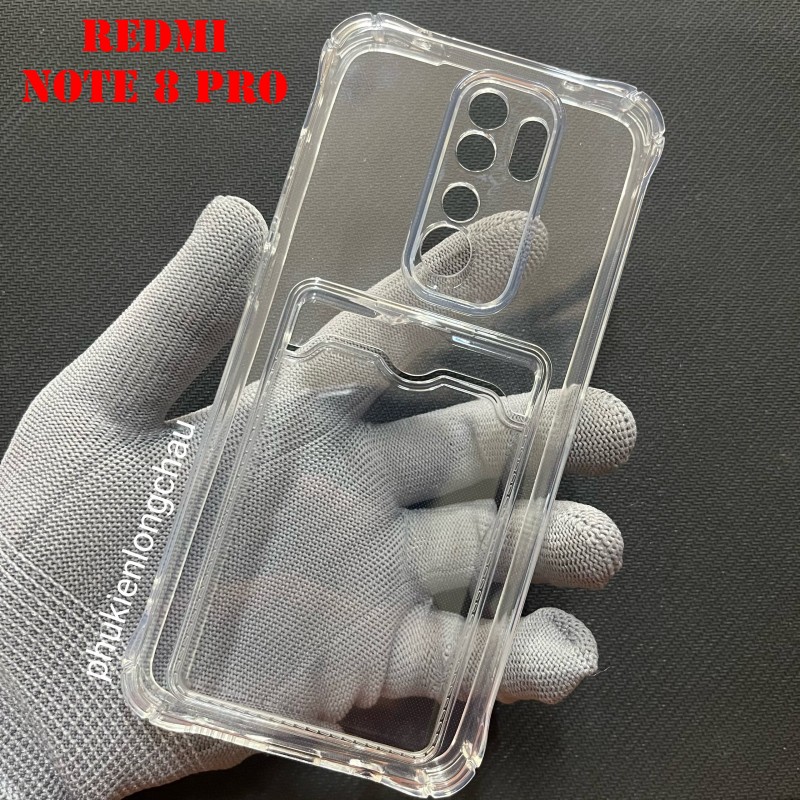 Ốp Lưng Xiaomi Redmi Note 8 Pro Trong Chống Sốc Gù Bảo Vệ Camera Kèm Ngăn Đựng Thẻ Ốp Lưng Xiaomi Redmi Note 8 Pro Trong Chống Sốc Gù Bảo Vệ Camera Kèm Ngăn Đựng Thẻ