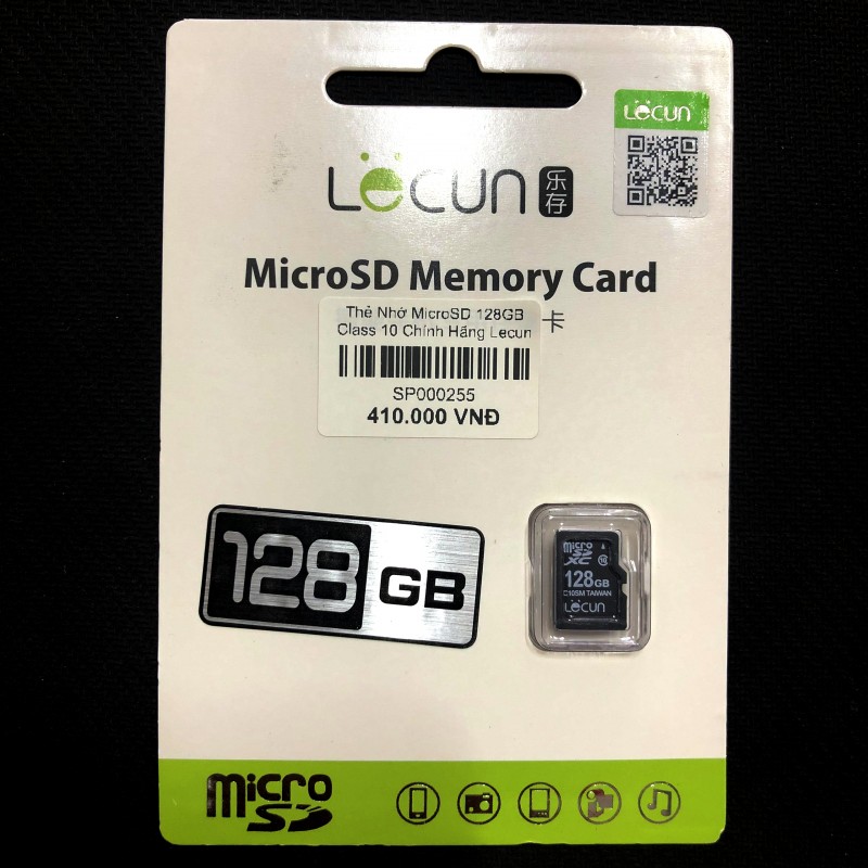 Thẻ Nhớ Camera, Điện Thoại Micro SD 128GB Class 10 Chính Hãng Lecun (BH 36T)
