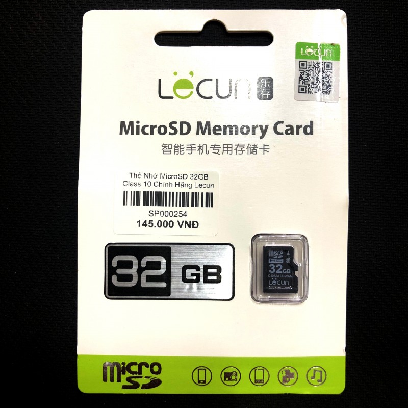 Thẻ Nhớ Camera, Điện Thoại Micro SD 32GB Class 10 Chính Hãng Lecun (BH 36T)