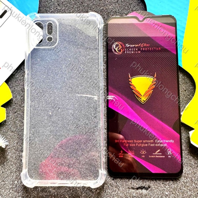 (COMBO F32) OPPO A16K / A16E - Ốp Lưng TPU Trong Chống Sốc và Kính Cường Lực Full Màn Hình OG Chính Hãng