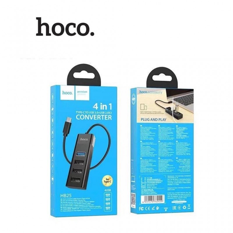 Chia Cổng Type-C ra 4 cổng USB Hoco HB25 (BH 3T) Chia Cổng Type-C ra 4 cổng USB Hoco HB25 (BH 3T)