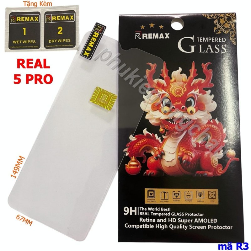 Miếng Dán Cường Lực Realme 5 Pro Trong Suốt Mỏng Chính Hãng Remax (R3)
