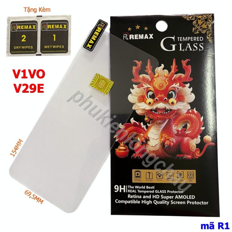 Miếng Dán Cường Lực Vivo V29e Trong Suốt Mỏng Chính Hãng Remax (R1)