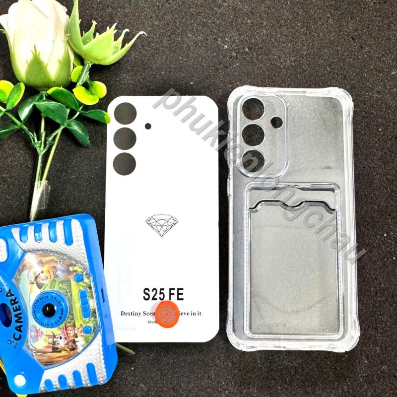 Ốp Lưng Samsung S25 FE Trong Chống Sốc Gù Bảo Vệ Camera Kèm Ngăn Đựng Thẻ